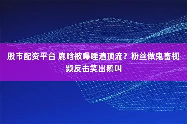 股市配资平台 鹿晗被曝睡遍顶流？粉丝做鬼畜视频反击笑出鹅叫